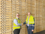 Fonterra’s national pallet manager, Lawrence Hooker (left) and Timpack managing director Alan Walters.