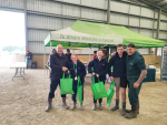 Clutha District Mayor Bryan Cadogan and Tangaroa Walker the winning junior team from Blue Mountain College: Addie McHutchon, Anna Herriott, and Jeremy Sanford. Photo Supplied.