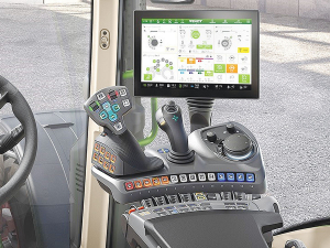 A look inside the cab of a new Fendt 700 Series.