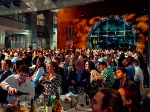 The Altogether Unique Celebration Dinner, hosted by comedian Te Radar and NZW’s Sarah Wilson, included presentations for the NZW Fellows, Young Viticulturist and Young Winemaker of the Year, and the Qualmark New Zealand Wine Tourism Award. Photo Credit: Richard Briggs.