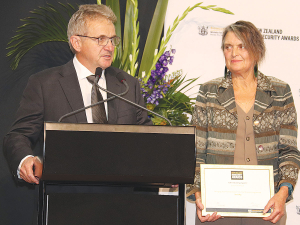 VeritAg directors Richard Campbell and Cynthia Northcote accept the award.