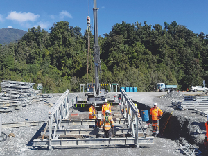 Reconstruction work underway on the Waihou River bridge on the West Coast.
