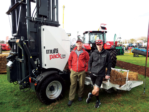 Ian Lockwood and son Kyle with the Arcusin Multi-Pack D14 Bale Packer.