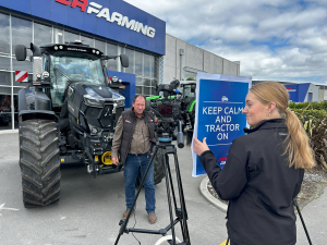 RCNZ&#039;s Steve Murray with Power Farming Canterbury&#039;s Sophia Dean.