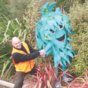 Colourful figure makes war on plant pests