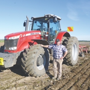 Giant red fleet does the hauling on potato farm