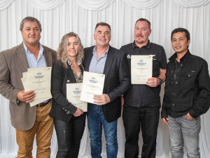 Miraka Excellence Awards 1 Certificate Holders - representatives from Te Raparahi Trust including Phillip Samuels, Murray and Tracey Simpson, Craig Walker &amp; Dave Bajoyo.
