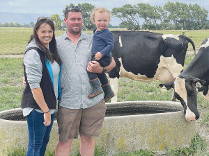 Manawatu farmers Ron and Amy Baker with two-year old Ollie.