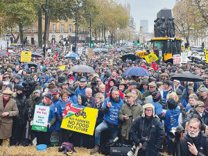 Scenes from the farmer protests in the UK last year.