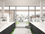 An architect’s render of one of the labs to be incorporated in the new building.