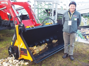 Martin Gray, Ag Attachments, with the new auger bucket.