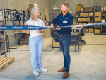 Bovonic Chair Bridgit Hawkins (left) and founder Liam Kampshof officially open the company’s new premises in Tauranga.