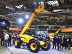JCB shows off its new agricultural Loadall in the UK.