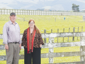 Rod McMillan and Denise Carrick in front of the fence marking the current boundary between the Lincoln urban area and farmland. The dairy pasture is part of the Carter Group’s 170ha Lincoln South subdivision, which the pair hope to stop. Photo Credit: Nigel Malthus