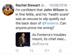 NZ Herald columnist Rachel Stewart&#039;s August 15 tweet.