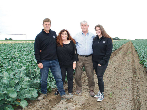 A family affair: Robin (left), Shirleen, Graeme and April Oakley in one of their broccoli paddocks. Photo: NZ Farm Environment Trust.